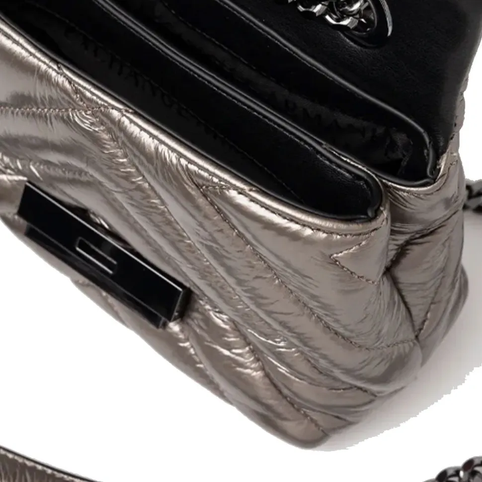 Borsa Donna a Tracolla Chiusa con Patta e Clip ARMANI EXCHANGE Colore Gun Metal