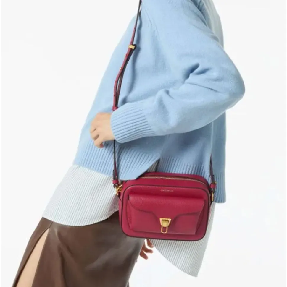 Borsa Donna a Tracolla COCCINELLE in Pelle Sangria linea Beat Soft Misura Media