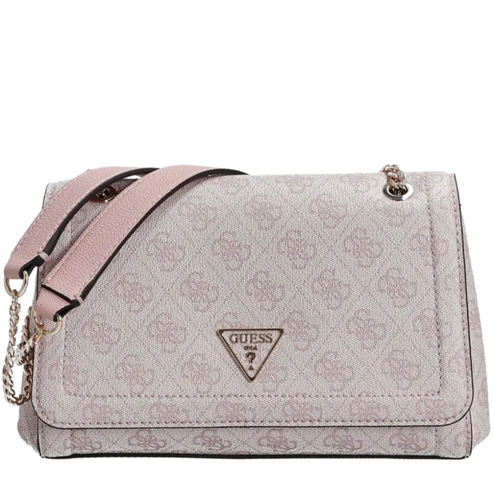 Borsa Donna a Tracolla GUESS Chiusa con Pattina Linea Noelle colore Orchid Logo