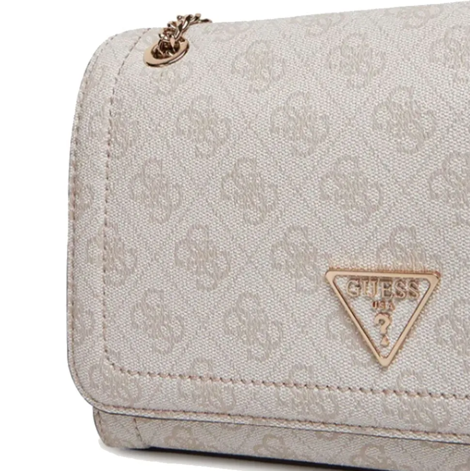 Borsa Donna a Tracolla GUESS Chiusa con Pattina Linea Noelle colore Bone Logo