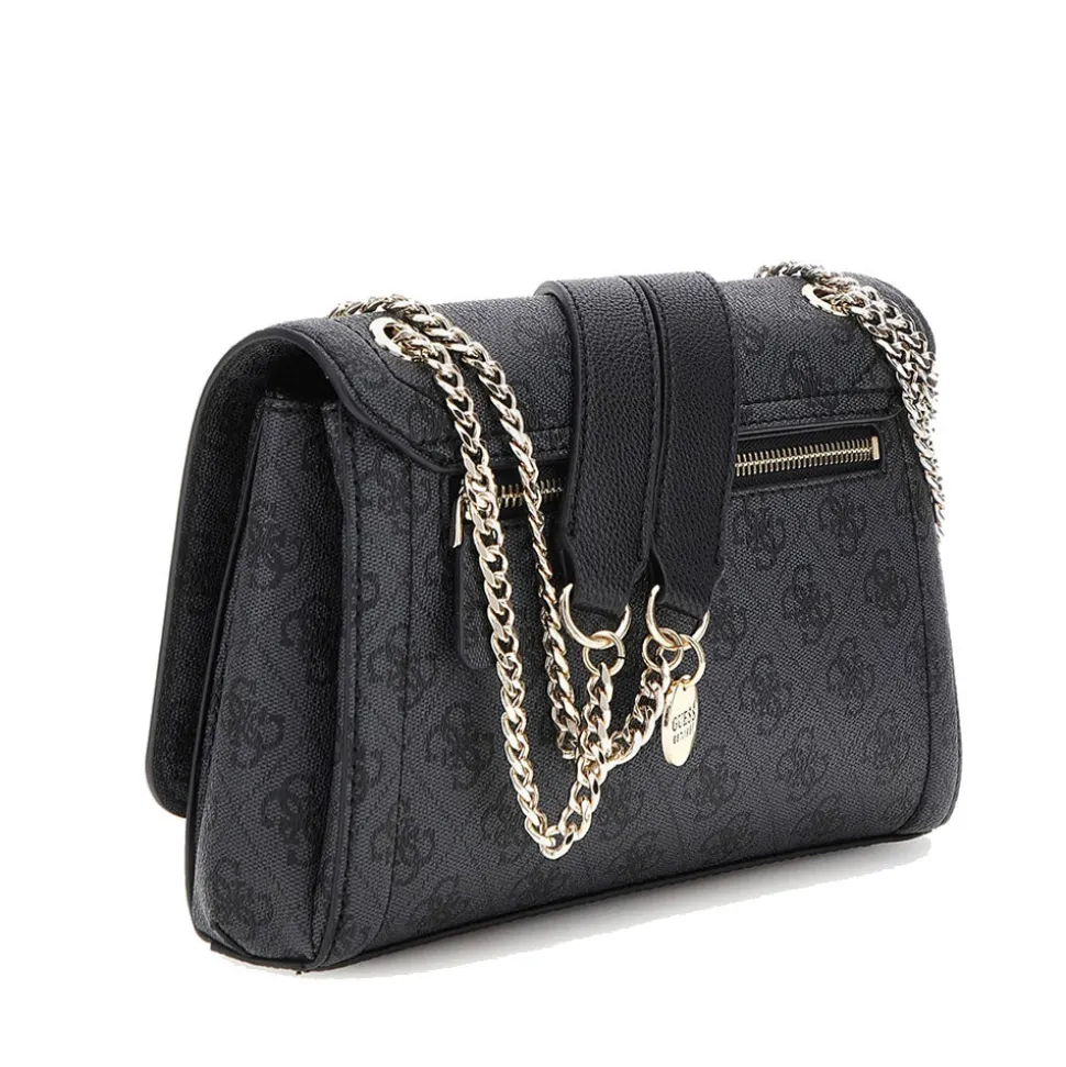 Borsa Donna a Tracolla GUESS Chiusa con Pattina Linea Noelle colore Coal Logo