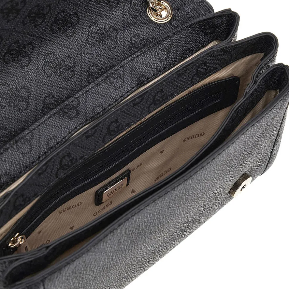 Borsa Donna a Tracolla GUESS Chiusa con Pattina Linea Noelle colore Coal Logo