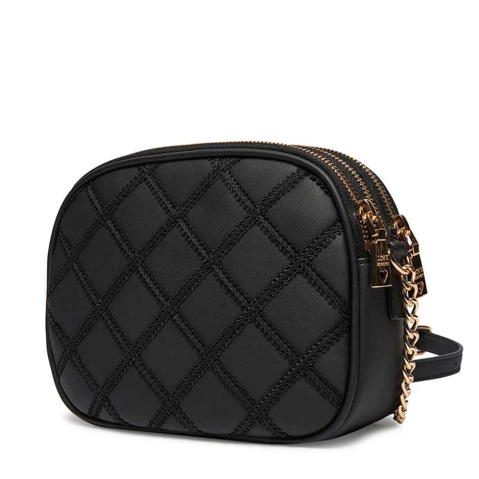 Borsa Donna a Tracolla LOVE MOSCHINO con Ricamo a Scacchi Nero