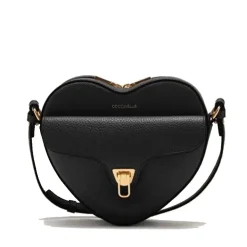 Borsa Donna a Tracolla Mini COCCINELLE a Forma di Cuore in Pelle Nera linea Beat Soft