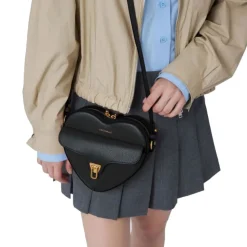Borsa Donna a Tracolla Mini COCCINELLE a Forma di Cuore in Pelle Nera linea Beat Soft