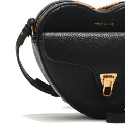 Borsa Donna a Tracolla Mini COCCINELLE a Forma di Cuore in Pelle Nera linea Beat Soft