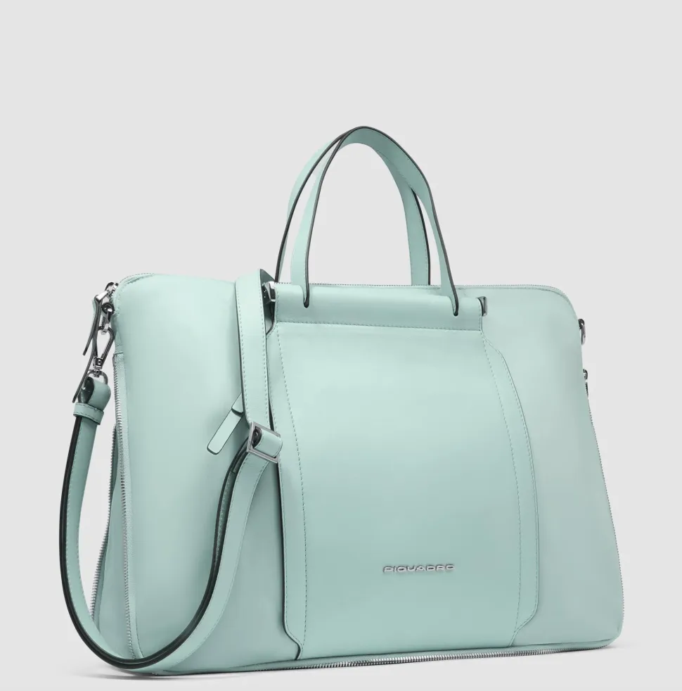Borsa Donna da Lavoro PIQUADRO linea Circle in Pelle e Tessuto Verde - CA4021W92T