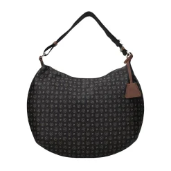 Borsa Donna Hobo a Tracolla POLLINI linea Heritage Logo Classic Nero e Marrone