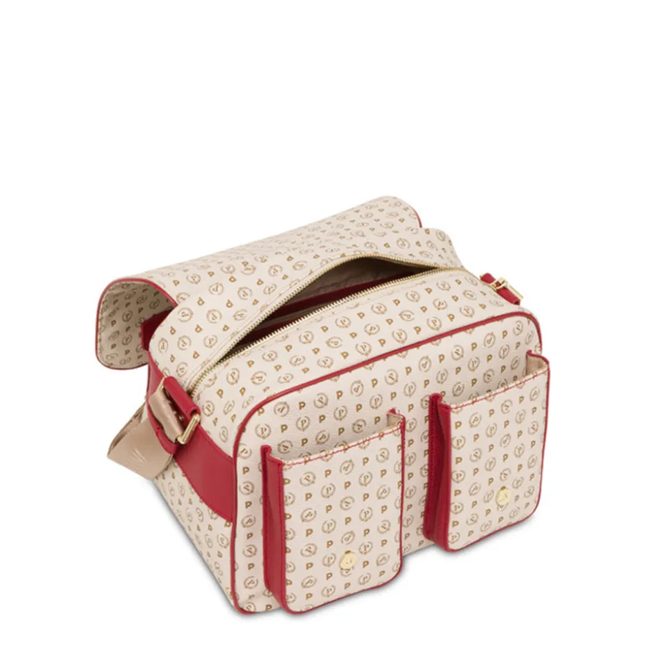 Borsa Donna Messenger Multitasche POLLINI Linea Heritage Logo Classic Avorio e Lacca