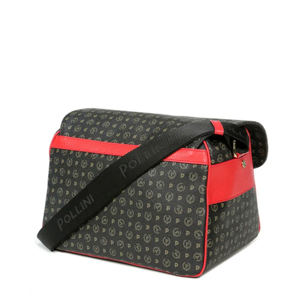 Borsa Donna Messenger Multitasche POLLINI Linea Heritage Logo Classic Nero e Lacca