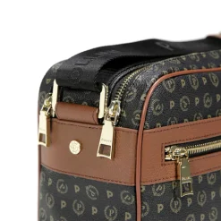 Borsa Donna Messenger POLLINI Linea Heritage Logo Classic Nero e Marrone