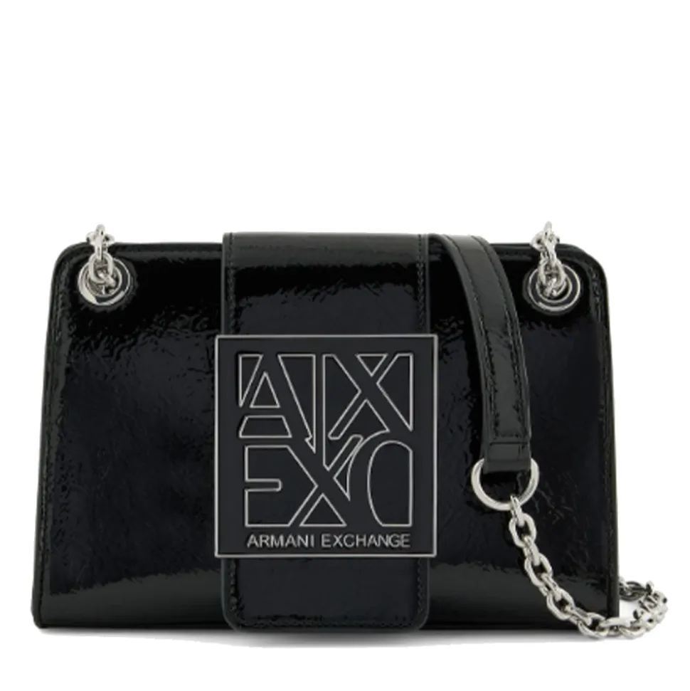 Borsa Donna Mini a Tracolla Chiusa con Patta e Clip ARMANI EXCHANGE Colore Nero