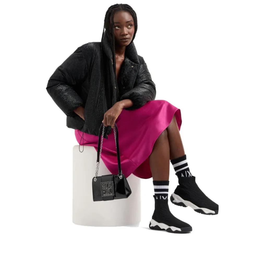 Borsa Donna Mini a Tracolla Chiusa con Patta e Clip ARMANI EXCHANGE Colore Nero