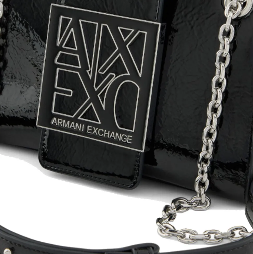 Borsa Donna Mini a Tracolla Chiusa con Patta e Clip ARMANI EXCHANGE Colore Nero