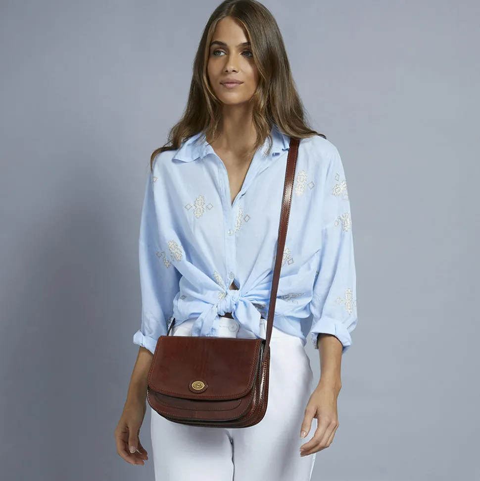 Borsa Donna Piccola a Tracolla The Bridge in Pelle Marrone linea Story
