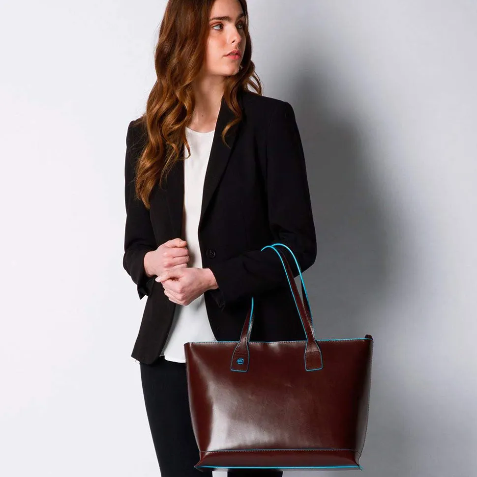 Borsa Donna PIQUADRO linea Blue Square Shopping Bag in Pelle Rosso con Porta iPad Mini - BD3336B2