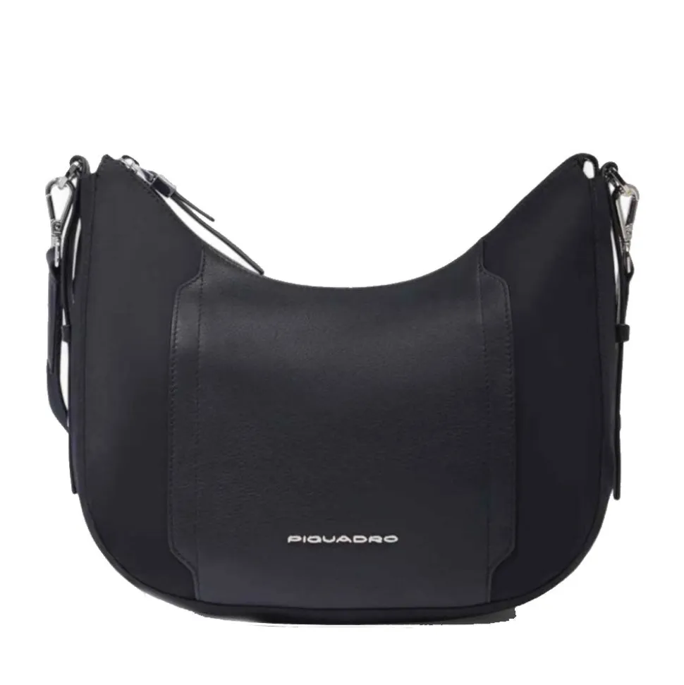 Borsa Donna PIQUADRO linea Circle in Tessuto Riciclato e Pelle Nera - BD6657W92T