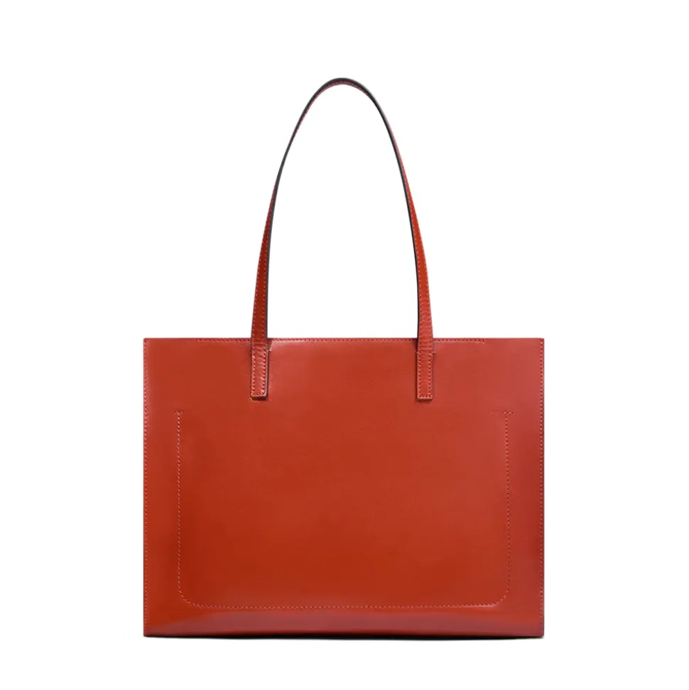 Borsa Donna Shopper THE BRIDGE Linea Mirra in Pelle Arancio Bruciato