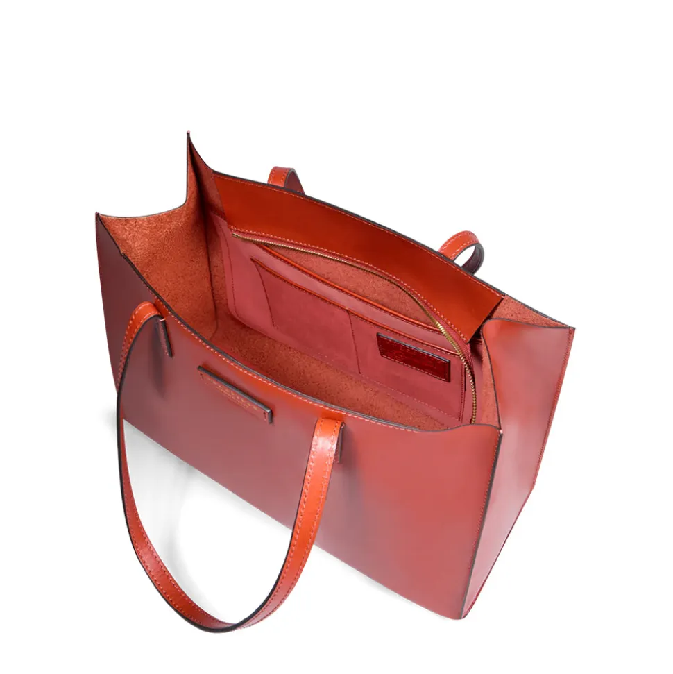 Borsa Donna Shopper THE BRIDGE Linea Mirra in Pelle Arancio Bruciato