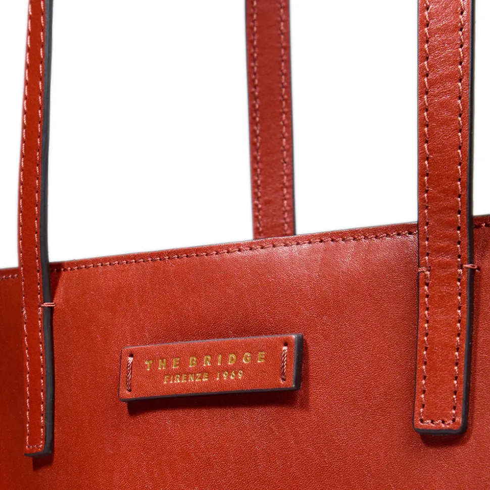 Borsa Donna Shopper THE BRIDGE Linea Mirra in Pelle Arancio Bruciato