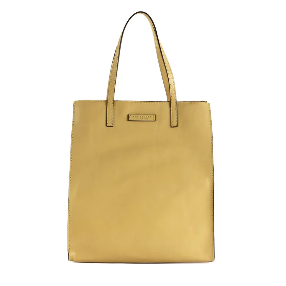 Borsa Donna Shopper Verticale THE BRIDGE linea Mirra in Pelle Giallo Banana