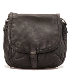 Borsa Donna Stondata a Spalla e Tracolla GIANNI CONTI in Pelle Liscia Nera