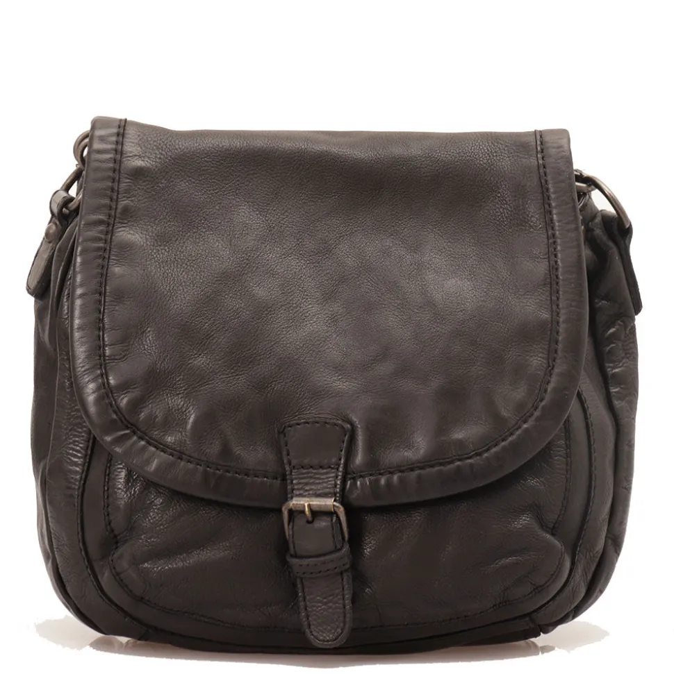 Borsa Donna Stondata a Spalla e Tracolla GIANNI CONTI in Pelle Liscia Nera