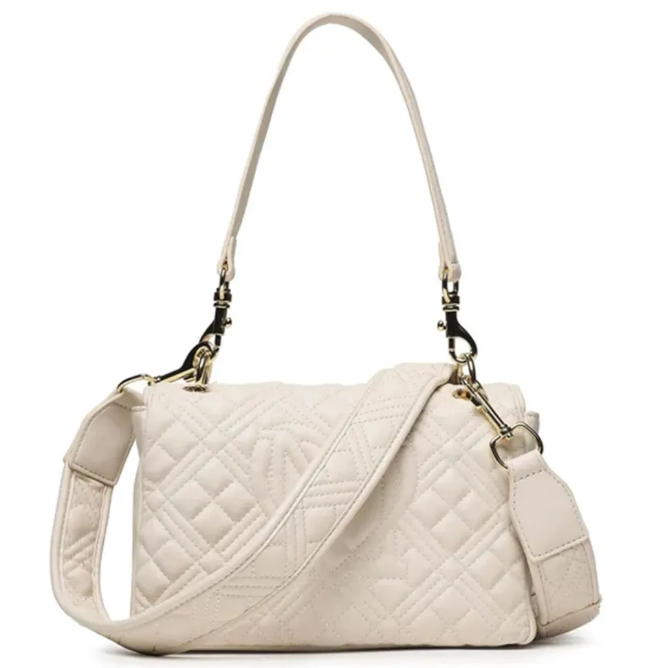 Borsa Donna Trapuntata a Spalla e Tracolla LOVE MOSCHINO linea Logo Lettering color Avorio