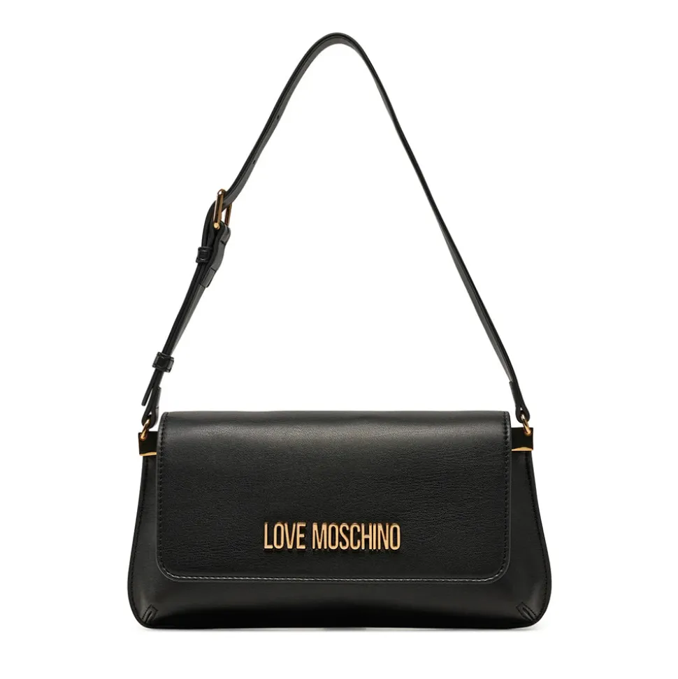 Borsa Piatta a Spalla LOVE MOSCHINO linea Lettering Logo Nero