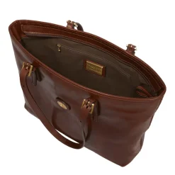Borsa Shopper Due Manici a Spalla The Bridge in Pelle Marrone linea Story
