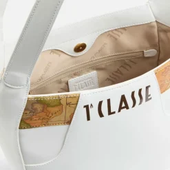 Borsa Sottospalla 1A Classe Alviero Martini linea Geo Mirage in Tessuto Gommato Bianco LC66
