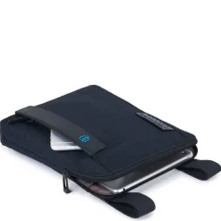 Borsello a Tracolla con Porta iPad®Air/Air2 - PIQUADRO Pulse CA1358P16 in Tessuto Chevron - Blu