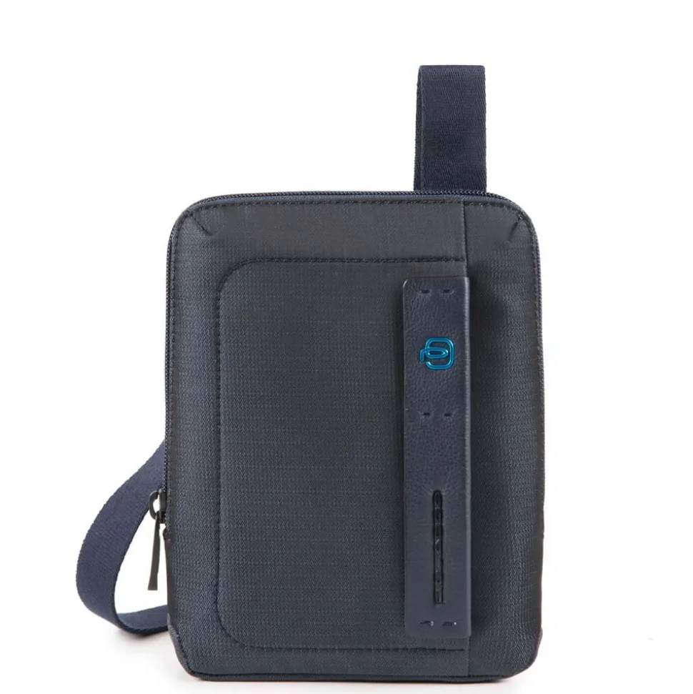 Borsello Uomo PIQUADRO a Tracolla con porta iPadmini - CA3084P16 in Tessuto Chevron - Blu