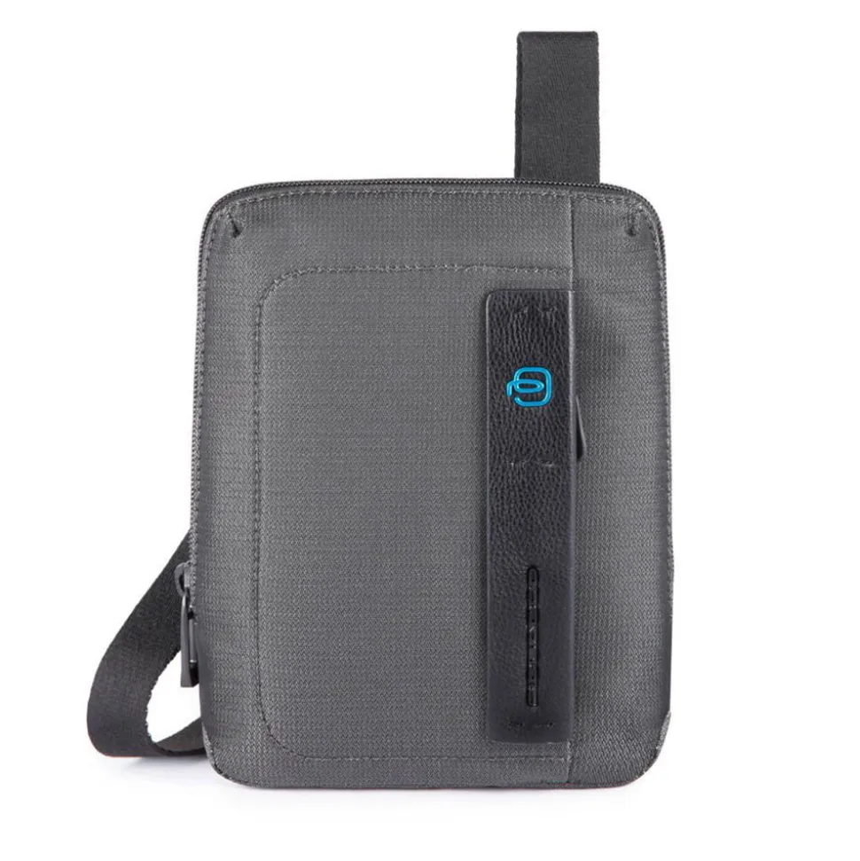Borsello Uomo PIQUADRO con porta iPadmini - CA3084P16 in Tessuto Chevron - Grigio