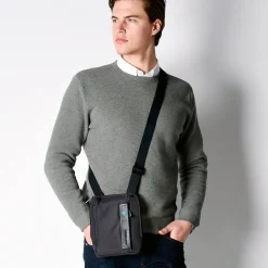 Borsello Uomo PIQUADRO con porta iPadmini - CA3084P16 in Tessuto Chevron - Grigio