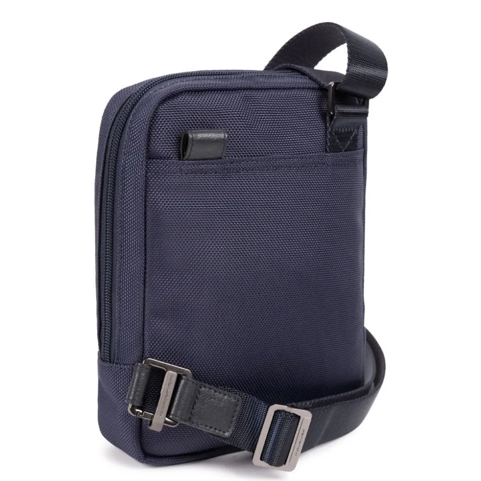 Borsello Uomo Porta iPad Mini - PIQUADRO linea Brief 2 CA3084BR2 in Tessuto e Pelle Blu