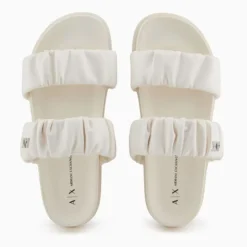 Ciabatte Donna ARMANI EXCHANGE con Doppia Fascia Imbottita Colore Off White