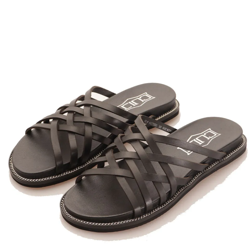 Ciabatte Donna CULT Roshelle 4275 in Pelle Colore Black con Fasce Intrecciate