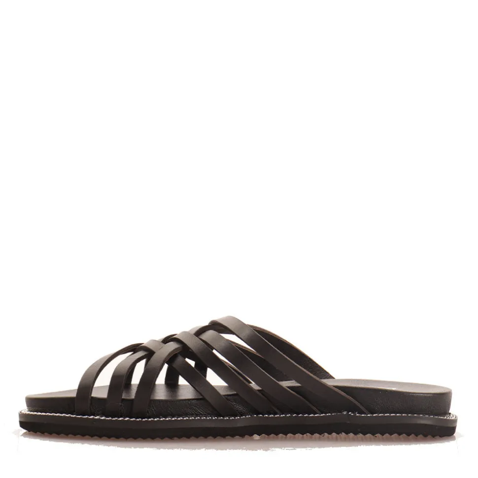 Ciabatte Donna CULT Roshelle 4275 in Pelle Colore Black con Fasce Intrecciate