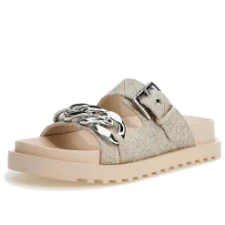 Ciabatte Donna GUESS Linea Fatema Colore Beige - Silver con Doppia Fascia