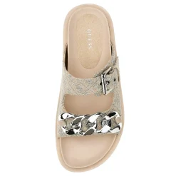 Ciabatte Donna GUESS Linea Fatema Colore Beige - Silver con Doppia Fascia