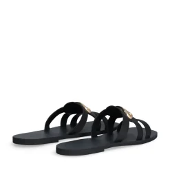 Ciabatte Flat LIU JO Saba 11 in Pelle Nera con Maxi Logo