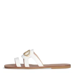 Ciabatte Flat LIU JO Saba 11 in Pelle Bianca con Maxi Logo