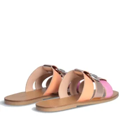 Ciabatte Flat LIU JO Saba 08 in Pelle e Suede con Inserti Metallizzati Cipria Salmon e Pink