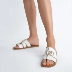 Ciabatte Flat LIU JO Saba 08 in Pelle Bianca