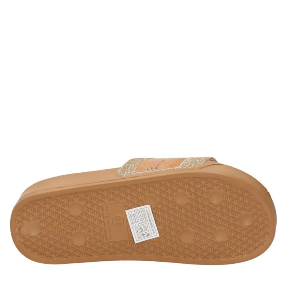 Ciabatte Platform 1A Classe Alviero Martini in Gomma color Cuoio con Fascia Lurex Platino 2201