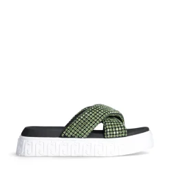 Ciabatte Platform Donna LIU JO Lovely Sandal 02 Nere con Strass Verdi