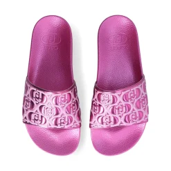 Ciabatte Platform in Gomma LIU JO Mykonos 01 con Fascia Logata Metallic Dark Pink