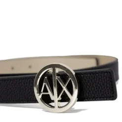 Cintura Donna ARMANI EXCHANGE Reversibile con Fibbia Tonda Colore Nero - Oro