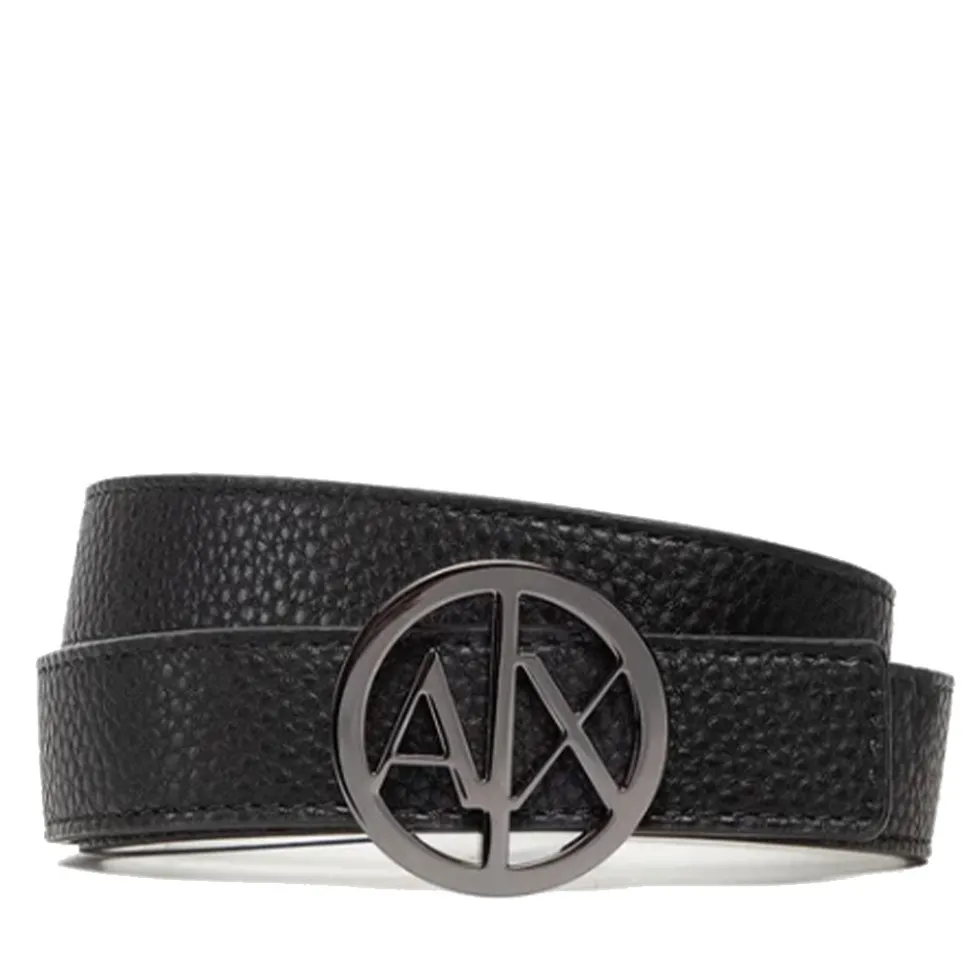 Cintura Donna ARMANI EXCHANGE Reversibile con Fibbia Tonda Colore Nero - Bianco